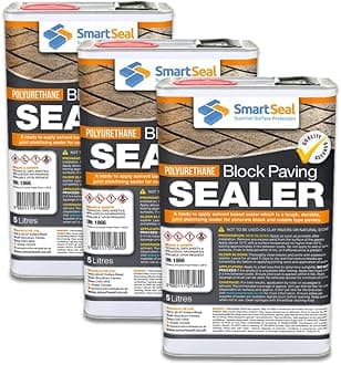 Smartseal Polyurethane Block Paving Sealer - Ultra Durable - Solidifies Jointing Sand and Creates a Long Lasting Effective Seal on Concrete Block Paving (3 x 5 Litre)……