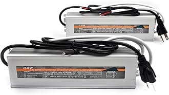 (2-Pack) 200W 12V Waterproof IP67 LED Power Supply Driver Transformer, 90-140V AC to 12V DC Low Voltage Output for Outdoor Use with Plug, Short Circuit & Overload Protection