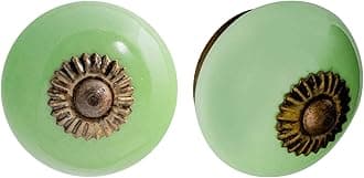 Nicola Spring Ceramic Cupboard Drawer Handle Knobs - Green - Pack of 12