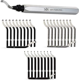 - AFA Tooling - Deburring Tool Micro-Polished & Anodized Handle with 31 M2/M35 Cobalt HSS Blades, Deburring Tool 3D Printing, Reamer Tool for Metal, PVC, Copper Pipe, Plastic, Resin & 3D Printed Edges