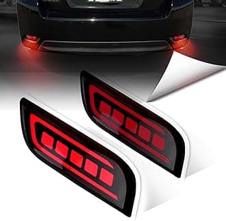 Full LED Rear Bumper Reflector Lights For Subaru 2008-up Impreza/2008-2014 WRX,STI/2013-up XV Crosstrek Tail Brake Fog Lamps Daytime Running Light Turn Signal Accessories (Red)