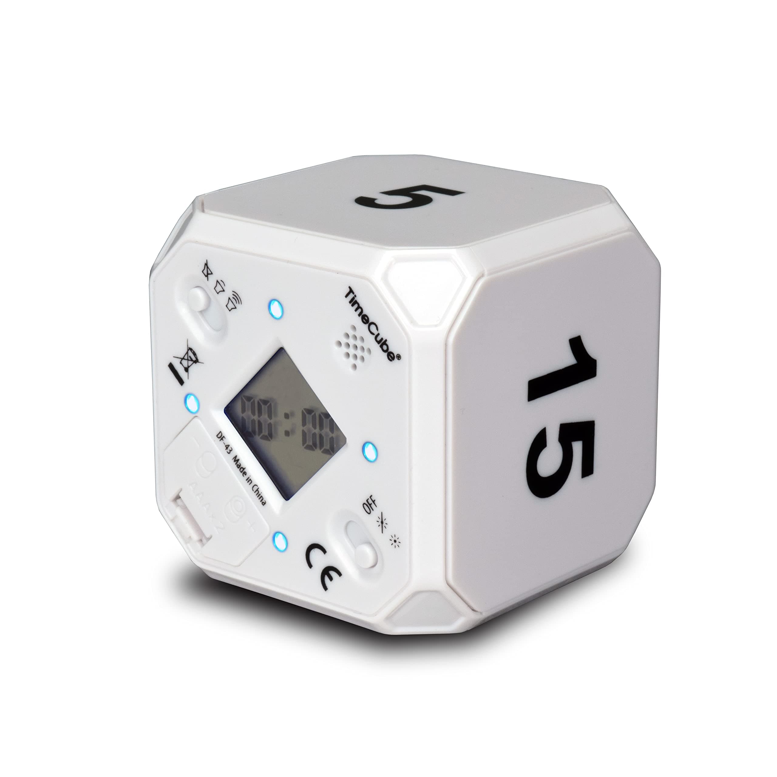 TimeCube Plus Preset Timer with 4 LED Light Alarm for Time Management, and Countdown Settings (White - 5,15,30,60 min)