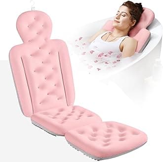 Full Body Bath Pillow for Bathtub, Thick Bathtub Cushion with Laundry Bag, Luxury Tub Pillow for Bath for Headrest Neck and Back Support Pink 56" x 16"