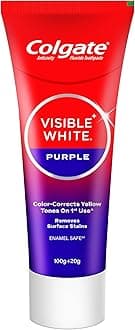 Visible White Purple Toothpaste for Teeth Whitening, Teeth Whitening Colgate Toothpaste with Fluoride, Tooth Paste Helps Remove Surface Stains, Whitens Yellow Teeth, Enamel-Safe for Daily Use