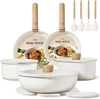 19pcs Pots and Pans Non Stick, Cookware Sets Detachable Handle, Induction Kitchen Pots and Pans,NonStick Cooking Set, Oven/Dishwasher/Fridge Safe, Space Saving