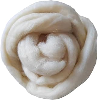 iMongol 100% Merino Wool Roving Top Yarn for Spinning Arm Knitting Felting Undyed Natural White Wool Combed Stuffing (2oz, Wool Top)