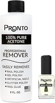 Pronto 8 Oz 100% Pure Acetone Nail Polish Remover and Cuticle Oil, Pure Acetone for All Nail Polish Types including Gel, Acrylic & Sculptured Nails, Gel Nail Polish Remover and Nail Repair, Duo Pack