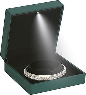 Luxury LED Light Bracelet Gift Box, Velvet Jewelry Bangle Box Storage Case Organizer Holder for Wedding, Engagement, Proposal, Birthday and Anniversary (Green)