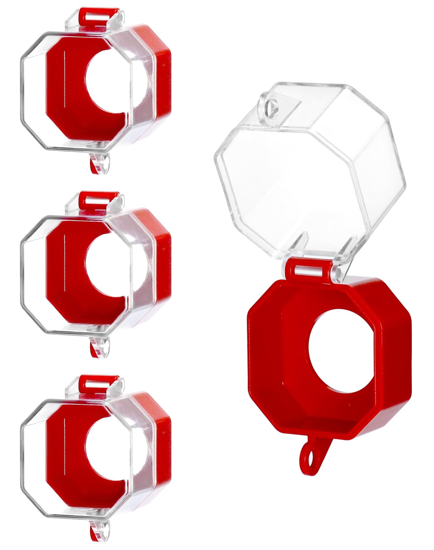 QWORK Emergency Stop Button Cover, 4 Pack Plastic Switch Cover Protector, Toggle Switch Push Button Switch Lockout Cover, Add Protection