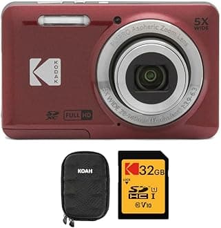PIXPRO Friendly Zoom FZ55 Digital Camera (Red) with Hard Case and 32GB SD Card Bundle (3 Items)