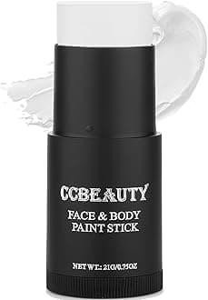 CCbeauty Clown White Face Paint Stick, Face Painting Kit, White Cream SFX Makeup Foundation, Professional Body Paint for Halloween Cosplay Costume Party，Skeleton Joker Mime Special Effects Makeup