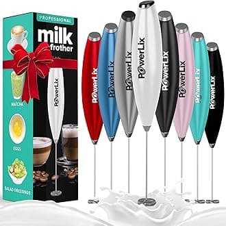 POWERLIXElectric Milk Frother Handheld Battery Operated Frother Frother Whisk for Coffee, Latte, Cappuccino, Hot Chocolate, Durable Mini Drink Mixer, No Stand (Pearl White)