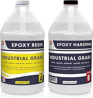 Industrial Grade 1:1 Epoxy Resin 1 Gallon Kit | Easy to Use, Super Strong, Glossy, Clear, Water-Resistant | For Bonding, Sealing, Casting, Coating, Filling, Gluing - (1/2 gallon + 1/2 gallon)
