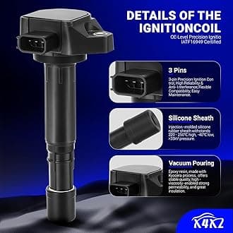 UF400 Ignition Coil & 9807B-5517W Double Iridium Spark Plug 6PCS for Acura 01-05 EL, 01-09 MDX/Honda 01-05 Civic, 03-08 Pilot, 06-08 Ridgeline/04-07 Saturn Vue Replaces# UF512 C1460