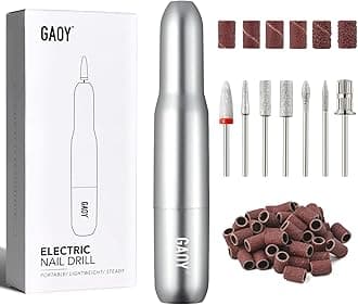 GAOY Electric Nail Drill for Acrylic and Gel, USB Electric Nail File, Portable Efile with Drill Bits, Manicure Pedicure Tools for Home Salon, Sliver