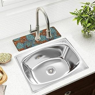 JINDAL Single Bowl 24 x18 x9 Inch Kitchen Sink/21x16 Inch BowlSize/Stainless Steel | Included Sink Coupling/Glossy Finish | Pack of 1/0202 | 10 Year Manufacturer Warranty