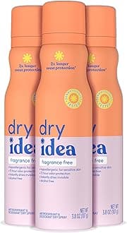 Dry Idea Fragrance-Free Dry Spray Deodorant & Antiperspirant for Women - Hypoallergenic for Sensitive Skin, 2X Longer Sweat Protection, 72Hr Odor Control, Womens Deodorant, 3.8 oz (3 Pack)