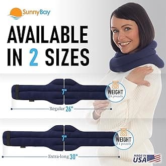 SunnyBay Pain Relief Microwavable Neck Wrap - Hands-Free Moist Heating Pad, Heated Neck Wrap & Pillow in One - Microwave Heating Pad for Neck & Shoulders (XL Blue)
