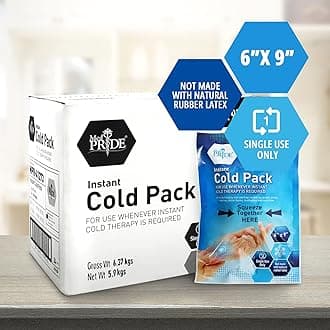 MED PRIDE Disposable Instant Cold Packs for First Aid, Pain Relief, Swelling, Sprains, Injuries, No Freezer Needed (6x9 Inch (Pack of 24) Clear)