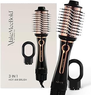 3-in-1 Hot Air Brush | Hair Dryer, Straightener & Volumizer | 1.5-Inch Barrel | 1200W Blow Dryer Brush with Ceramic Coating | For All Hair Types | Gifts for woman (Black - Rose Gold)