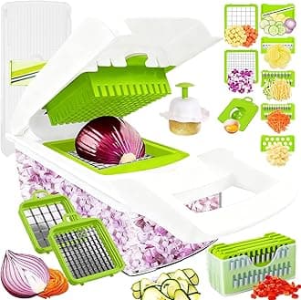 Pro-Series 16-in-1 Mandoline Slicer & Spiralizer, Veggie Chopper with Container for Onion Salad & More