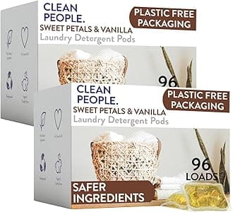 Clean People Laundry Detergent Pods - Hypoallergenic Laundry Pods - Ultra Concentrated, Recyclable Packaging, Stain Fighting - Sweet Petals, 192 Pack