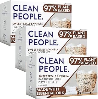 The Clean People Fabric Softener Sheets - Dryer Sheets - Softens & Removes Static Cling - Vegan Laundry Softener, Essential Oils (360 Count, Sweet Petals)