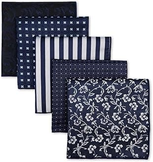 Shlax&Wing 5 Pieces Assorted Mens Pocket Square Set Handkerchiefs