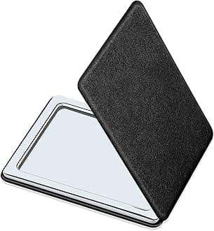 Compact Vanity Mirror for Men Black Travel Makeup Mirror for Handbag Pocket Wallet Portable Double Sided Magnifier Vanity Mirror for Daily Work Business