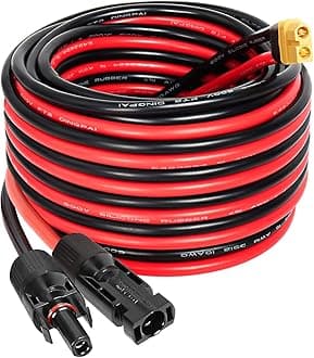 Solar to XT60 Extension Cable 10AWG 25FT Solar Connector to XT60 Adapter Cable for Solar Panel to Portable Power Station Solar Generator Battery Pack