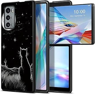 Cat Moon for LG Wing 5G 6.8" Phone Case, Slim Phone Case for LG Wing (2020), Hard PC Shookproof Wireless Charging Men/Women Cover for LG Wing 5G