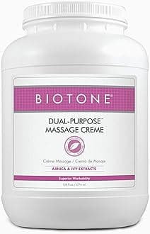 BIOTONE Dual-Purpose Massage Crème with Arnica and Ivy Extracts, Pure Ingredients, Effortless Glide, Luxurious Feel, More Workability, Less Reapplications
