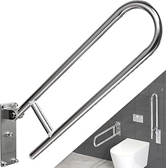 MY ARMOR SS-304 Heavy Duty Flip Up Grab Bar for Bathroom, 24 Inches Long Stainless Steel Toilet Handrails Safety Bar Hand Support, Bathroom Handle for Senior Citizens