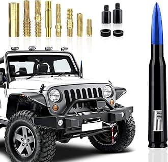 1 Pack Car Bullet Antenna, for GM Chevy Silverado 1500 2500 3500 HD Avalanche GMC Sierra 1500 2500 3500 Denali Heavy Duty Pickup Trucks Accessories, American Flag (Blue)