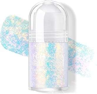 HOSAILY Roll-on Holographic Body Glitter Gel for Face Hair, Chameleon Color Changing Glitter Gel Under Light, Chunky Mermaid Sequins Festival Party Rave Accessories Shimmer Makeup (Sparkling Blue)