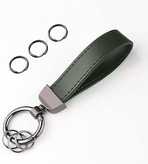 Turcee Leather Car Keychain, Creative Personality Leather Key Fob, Universal Key Fob Keychain for Men and Women (Green)