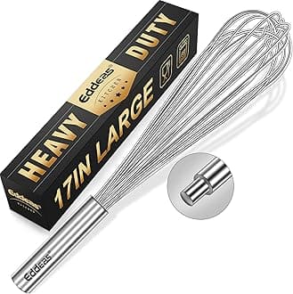 17in Large Whisk,Heavy Duty whisk, Stainless Steel whisk Suitable for Mixing Thick batter, Dry Ingredients and Seasonings.Accessories for professional commercial kitchens.