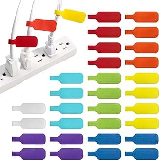 Wrap-It Storage - Cable Labels, Medium, Multi-Color (30-Pack) Write On Cord Tags for Wire Management and Identification