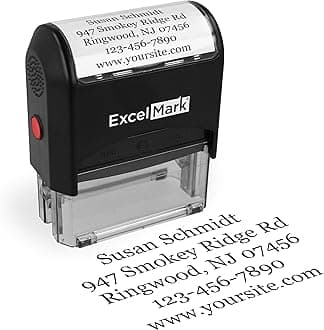 ExcelMark Custom Stamp – Clear & Crisp Impressions – Personalized Self-Inking Rubber Stamp – Use for Address Stamp and More (Extra Large)