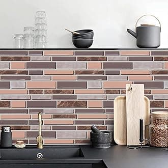 Livebor Gray/Brown Vinyl Wallpaper for Kitchen, 11.8x78.7inch, Waterproof, Removable, Self-Adhesive, Moisture Resistance, Backsplash, Bathroom Decor