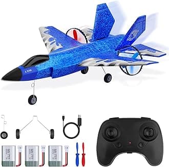 RC Plane, F35/WH39 Remote Control Plane with 3 Batteries, 2.4GHz Remote Control Airplane Fighter Toys RC Glider Easy to Fly for Kids Beginners Adults, USB Charging(Blue)