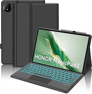 Keyboard Case with Touchpad for Honor MagicPad 2 12.3", Wireless Detachable Bluetooth Trackpad Keyboard with 7 colors Backlit and Stand Cover for HONOR MagicPad 2 12.3-inch 2024 Tablet, Black