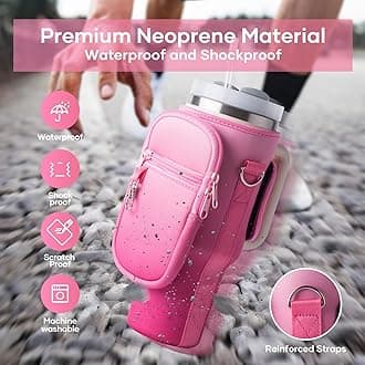 linmaya Water Bottle Carrier Bag with Phone Pocket for Stanley Cup 40/30oz,In...