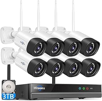 Hiseeu Wireless Security Camera System, 5MP WiFi Camera for Home Security, WiFi-Pro 8 Cam-Kit,16CH, 2-Way Audio, Color Night Vision, IP66 Waterproof, 3TB Storage, 24/7 Recording, No Monthly Fees