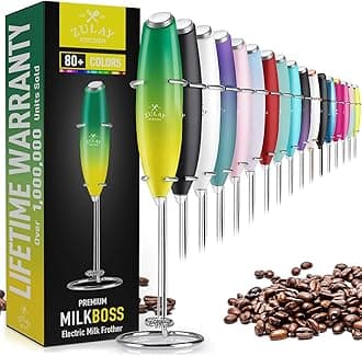 Zulay Kitchen Powerful Milk Frother Wand - Ultra Fast Handheld Drink Mixer - Electric Whisk Foam Maker for Coffee, Lattes, Cappuccino, Matcha & Creamer