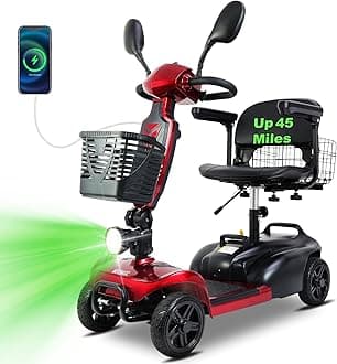 45-Mile Electric Mobility Scooter w/1080Wh Battery & 350W Motor, Foldable 4 Wheel Travel Scooter for Adults/Seniors, 300 lbs Capacity, 6.2 MPH Max Speed, Dual Baskets
