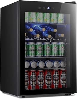 Antarctic Star Beverage Refigerator Cooler -145 Can Mini Fridge for Soda Beer or wine,with glass door, For Office or Bar with Adjustable Removable Shelves，4.4 Cu. Ft. (Black)