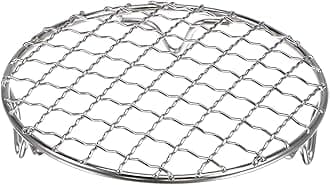 HARFINGTON Round Cooking Rack 5-inch 201 Stainless Steel Cross Wire Barbecue Grill Net with 20mm Legs for Cooking Baking Steaming BBQ