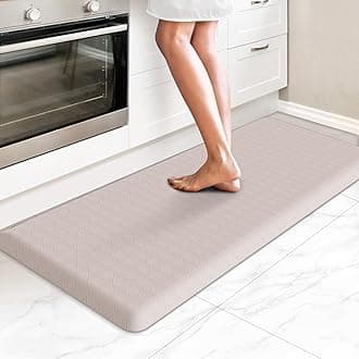 HappyTrends Anti-Fatigue Floor Mat - 4/5 Inch Thick, Waterproof Non-Slip, Heavy Duty Ergonomic Comfort Mat for Kitchen, Office, Sink, Laundry (22"x54", Khaki)