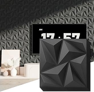 3D Wall Panels 20 Pack, 11.8" x 11.8" (19 Sq.ft) PVC Wall Panels, Glue Up Wall Decor for Living Room, Bedroom, Office, Black